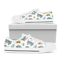 Little Girly Unicorn Pattern Print White Low Top Sneakers