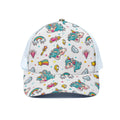 Little Girly Unicorn Pattern Print White Mesh Trucker Hat