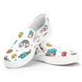 Little Girly Unicorn Pattern Print White Slip On Sneakers