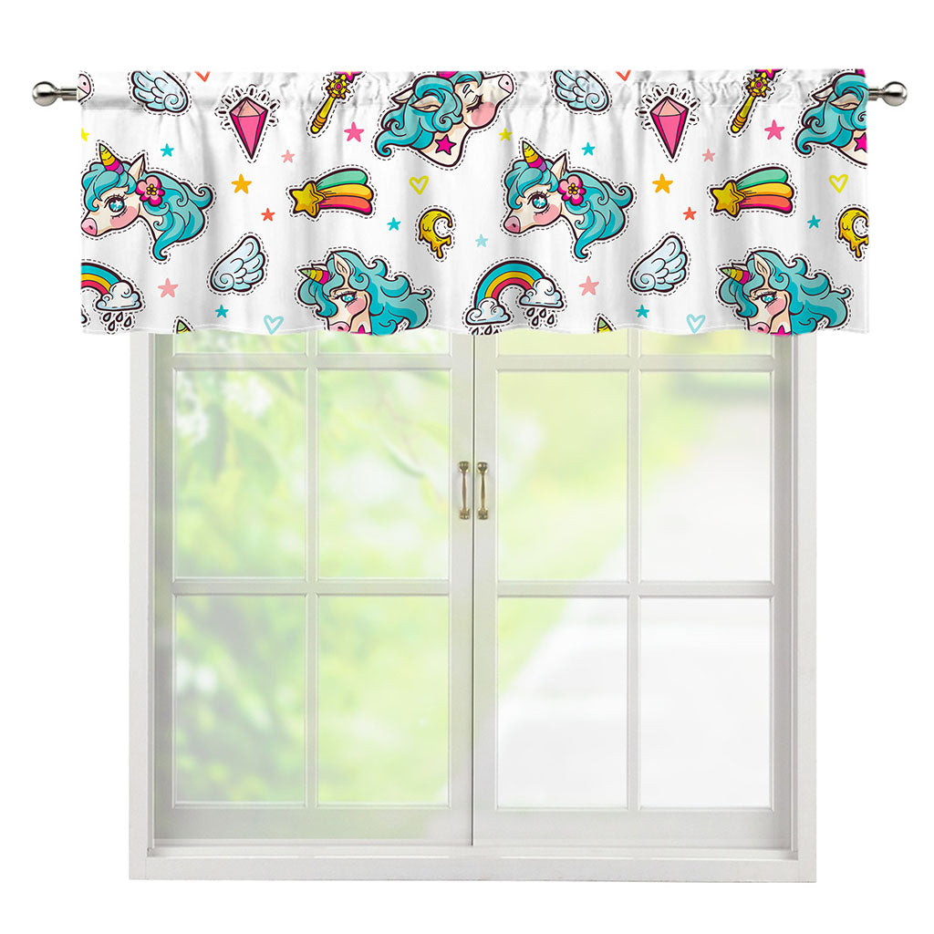 Little Girly Unicorn Pattern Print Window Valance