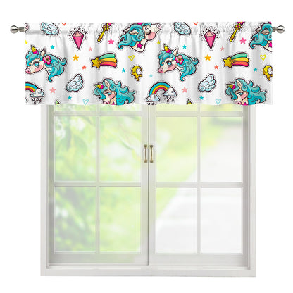 Little Girly Unicorn Pattern Print Window Valance