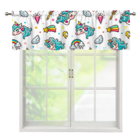 Little Girly Unicorn Pattern Print Window Valance