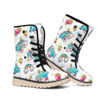 Little Girly Unicorn Pattern Print Winter Boots