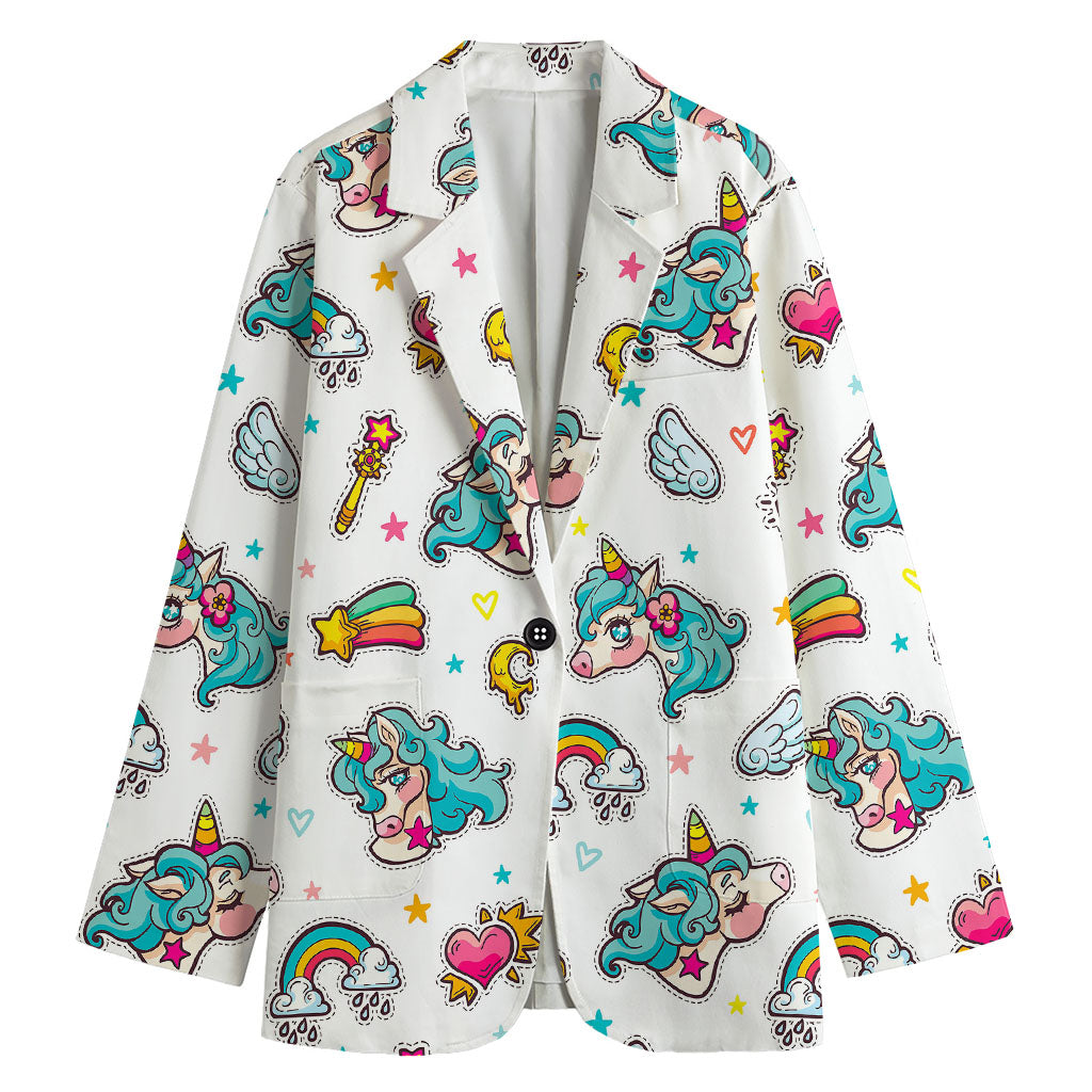 Little Girly Unicorn Pattern Print Women's Blazer