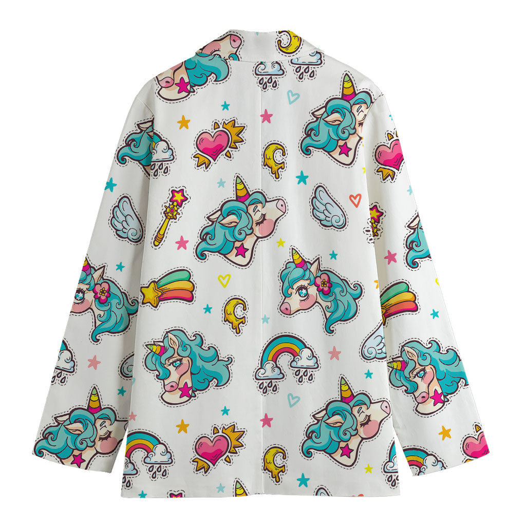 Little Girly Unicorn Pattern Print Women's Blazer