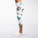 Little Girly Unicorn Pattern Print Women's Capri Leggings