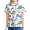 Little Girly Unicorn Pattern Print Women's Polo Shirt