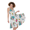 Little Girly Unicorn Pattern Print Sleeveless Knee Length Dress