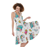 Little Girly Unicorn Pattern Print Women's Sleeveless Dress