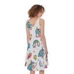 Little Girly Unicorn Pattern Print Women's Sleeveless Dress