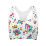 Little Girly Unicorn Pattern Print Women's Sports Bra