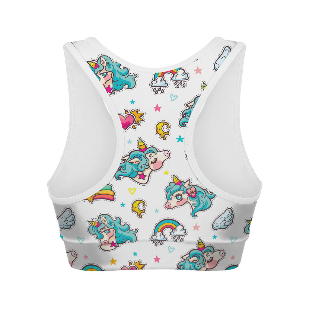 Little Girly Unicorn Pattern Print Women's Sports Bra