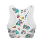 Little Girly Unicorn Pattern Print Women's Sports Bra