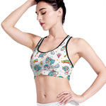 Little Girly Unicorn Pattern Print Women's Sports Bra