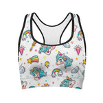 Little Girly Unicorn Pattern Print Women's Sports Bra