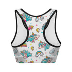 Little Girly Unicorn Pattern Print Women's Sports Bra