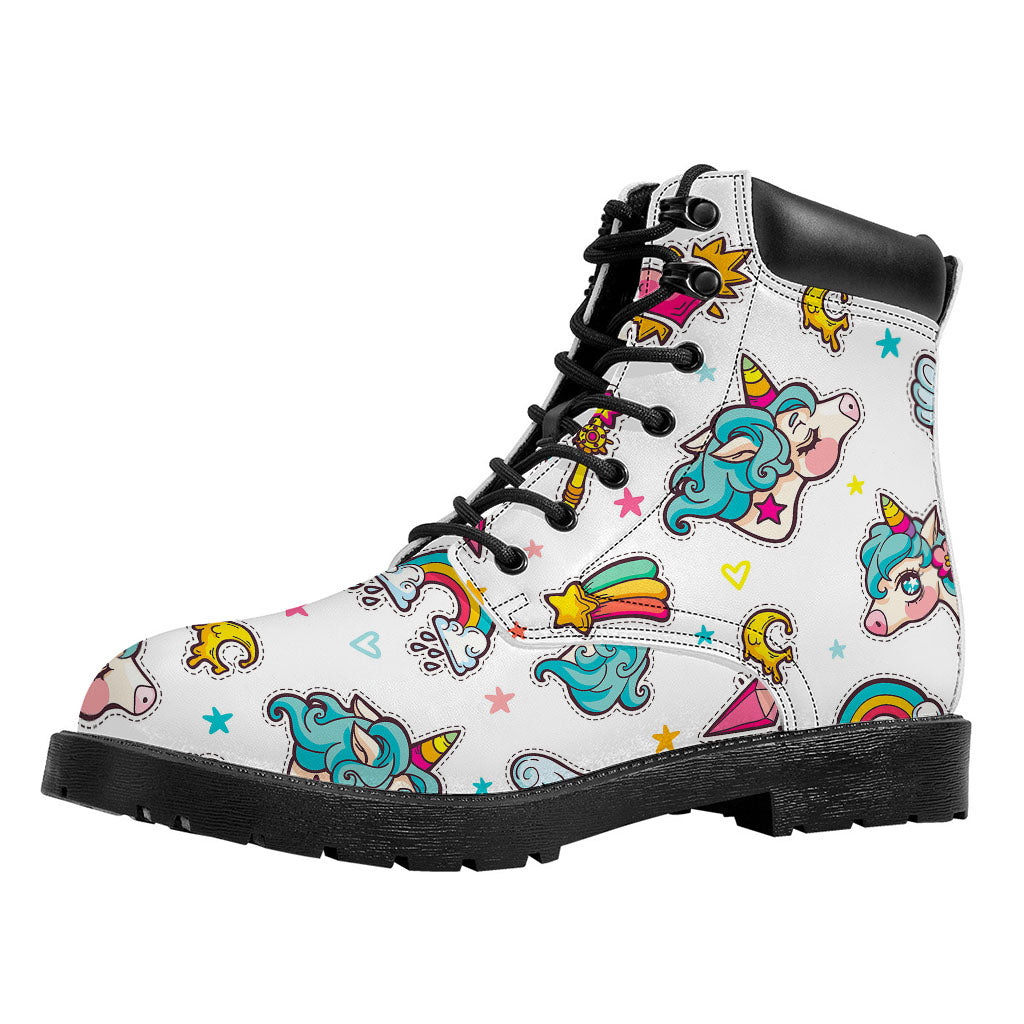 Little Girly Unicorn Pattern Print Work Boots