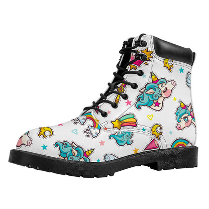 Little Girly Unicorn Pattern Print Work Boots