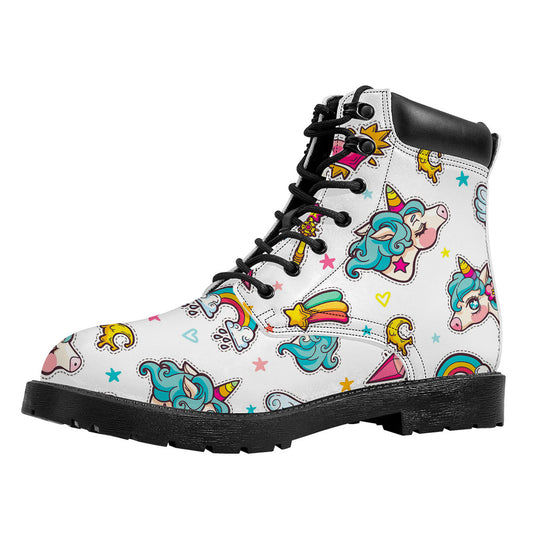 Little Girly Unicorn Pattern Print Work Boots