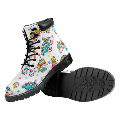 Little Girly Unicorn Pattern Print Work Boots