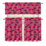 Little Green Alien UFO Print 3 Piece Kitchen Curtains