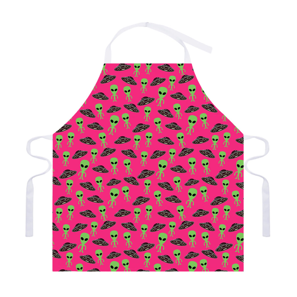 Little Green Alien UFO Print Adjustable Apron