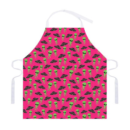 Little Green Alien UFO Print Adjustable Apron