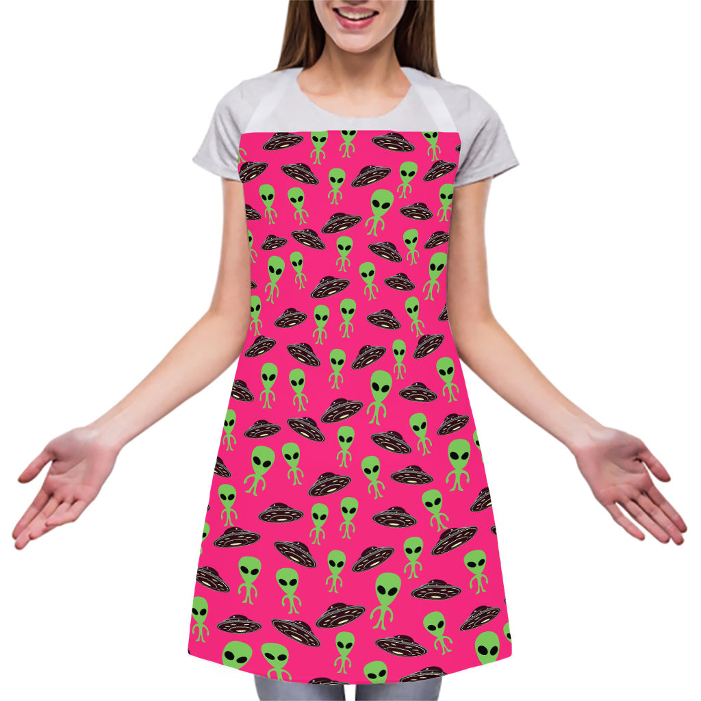 Little Green Alien UFO Print Adjustable Apron