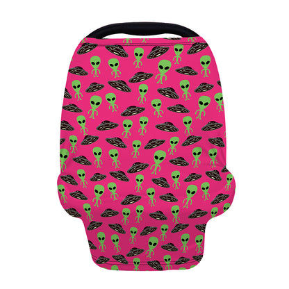Little Green Alien UFO Print Baby Seat Cover