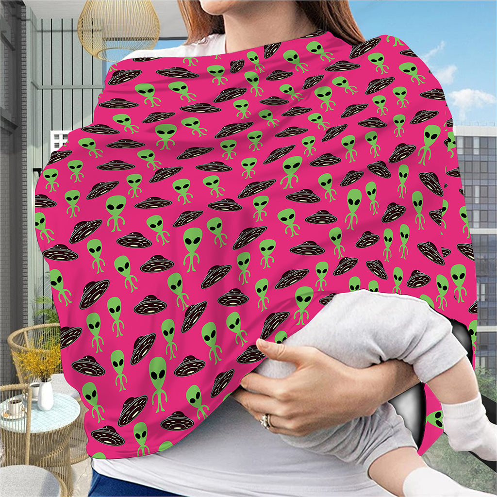 Little Green Alien UFO Print Baby Seat Cover