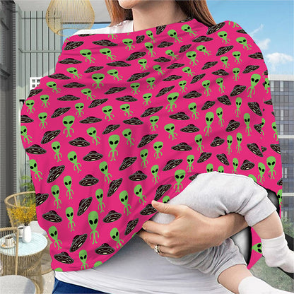 Little Green Alien UFO Print Baby Seat Cover