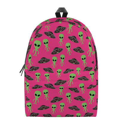 Little Green Alien UFO Print Backpack
