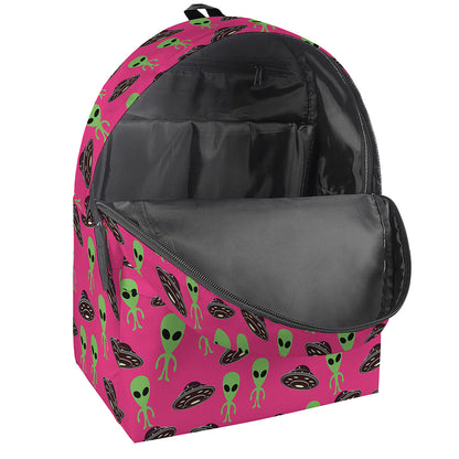 Little Green Alien UFO Print Backpack