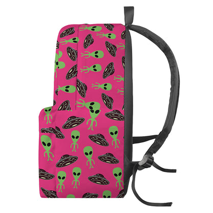 Little Green Alien UFO Print Backpack