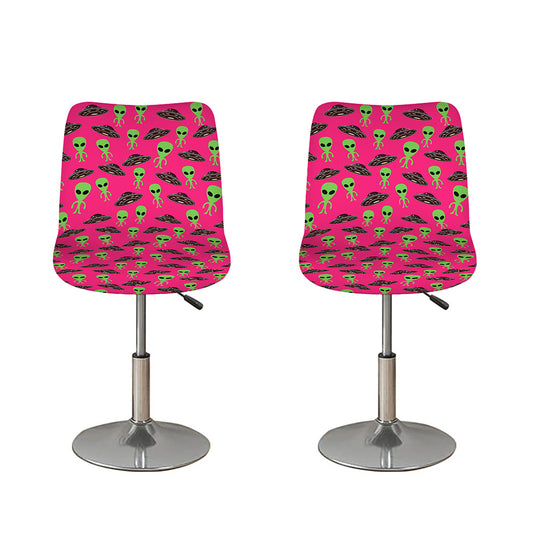 Little Green Alien UFO Print Bar Stool Covers