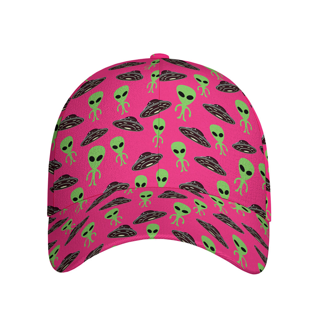 Little Green Alien UFO Print Baseball Cap