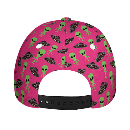 Little Green Alien UFO Print Baseball Cap