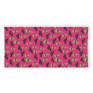 Little Green Alien UFO Print Beach Towel