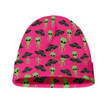 Little Green Alien UFO Print Beanie