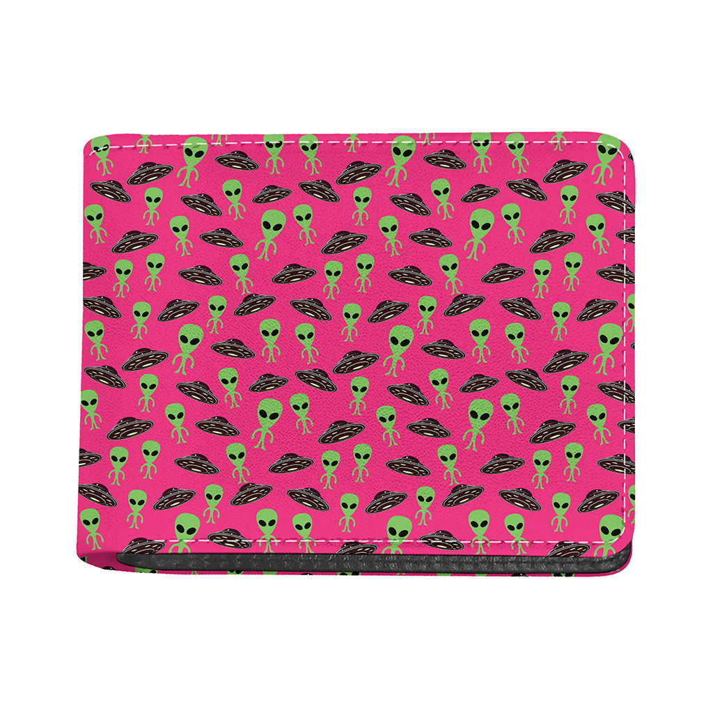 Little Green Alien UFO Print Bifold Wallet