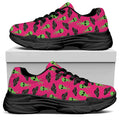 Little Green Alien UFO Print Black Chunky Shoes