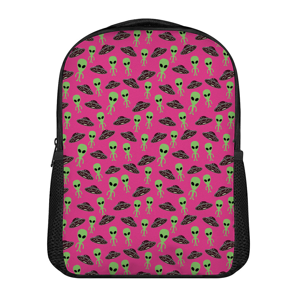 Little Green Alien UFO Print Casual Backpack
