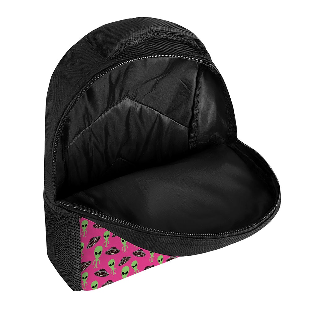 Little Green Alien UFO Print Casual Backpack