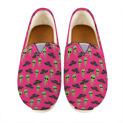 Little Green Alien UFO Print Casual Shoes