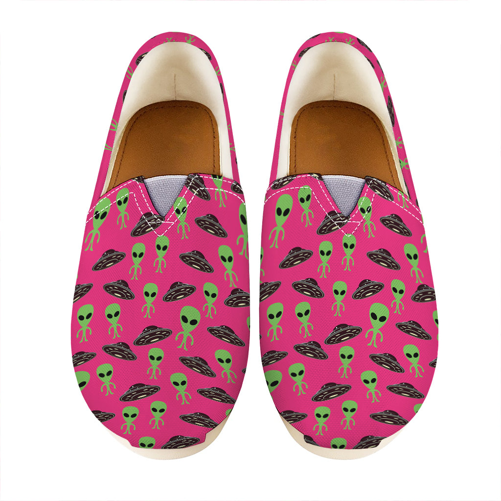 Little Green Alien UFO Print Casual Shoes