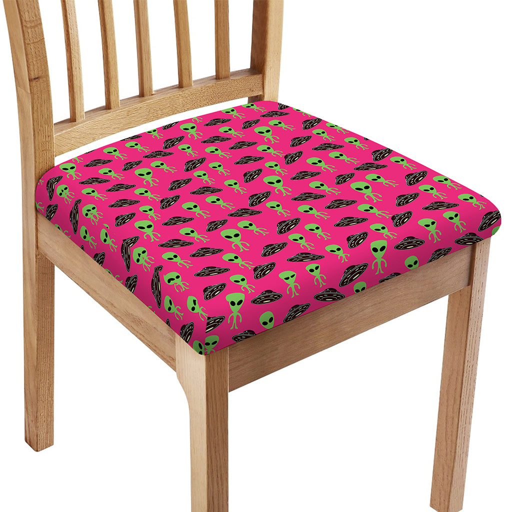 Little Green Alien UFO Print Chair Cushion Cover