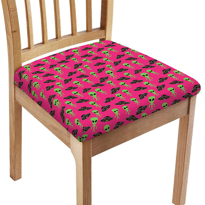 Little Green Alien UFO Print Chair Cushion Cover