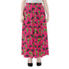 Little Green Alien UFO Print Chiffon Maxi Skirt