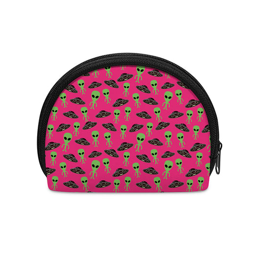 Little Green Alien UFO Print Coin Purse