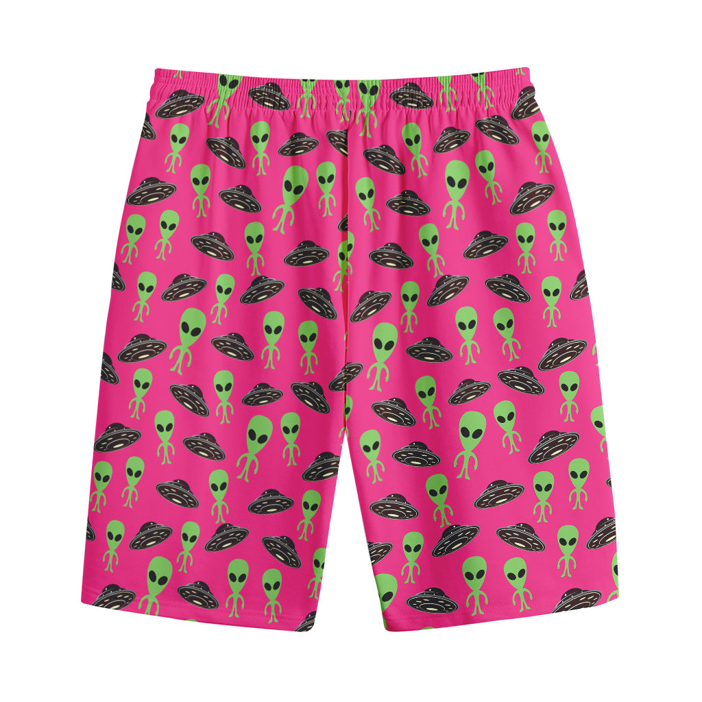 Little Green Alien UFO Print Cotton Shorts